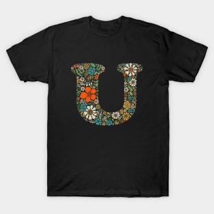 Hippie Floral Letter U T-Shirt